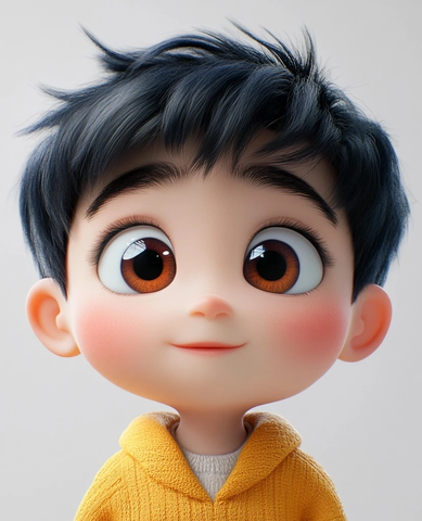 可爱韩国男孩抬头望