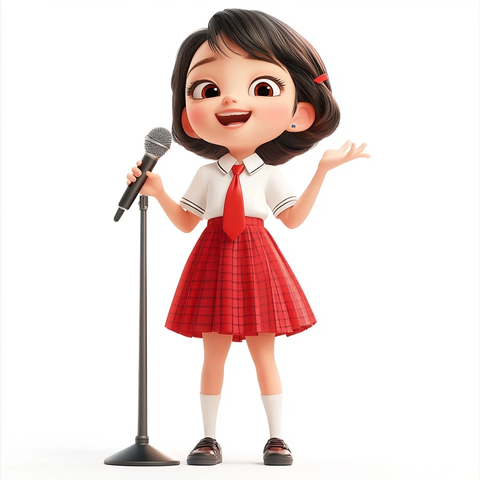 女孩唱歌握麦克风