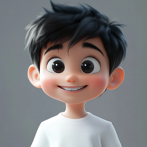 小男孩微笑短黑发白恤