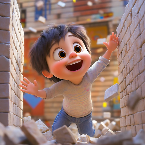 立体儿童玩耍场景