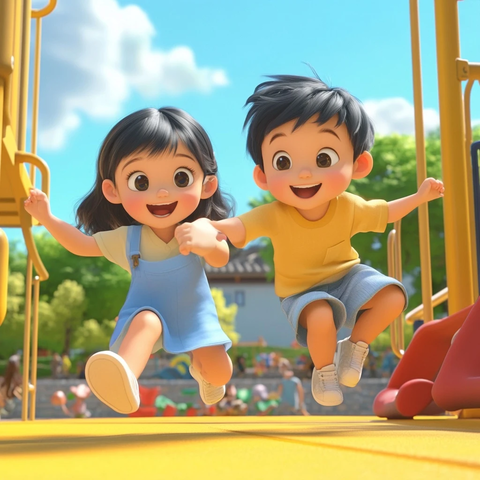 孩子们玩耍游乐场