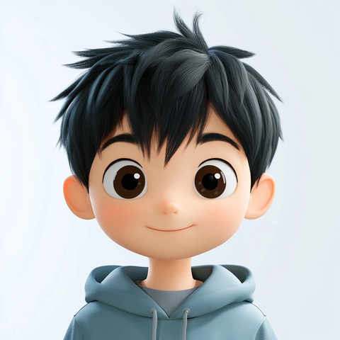 短发男孩微笑特写