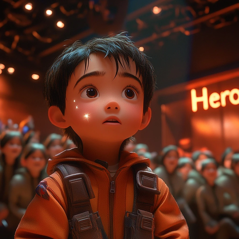 男孩看音乐剧英雄感动落泪