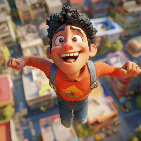 爸爸变身超级英雄飞越城市