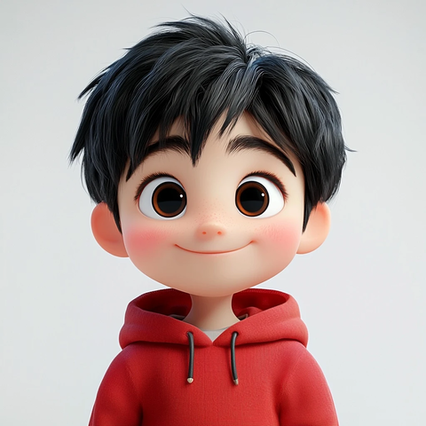 红色连帽衫中国男孩半身像