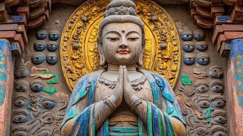 双手合十的佛像雕塑