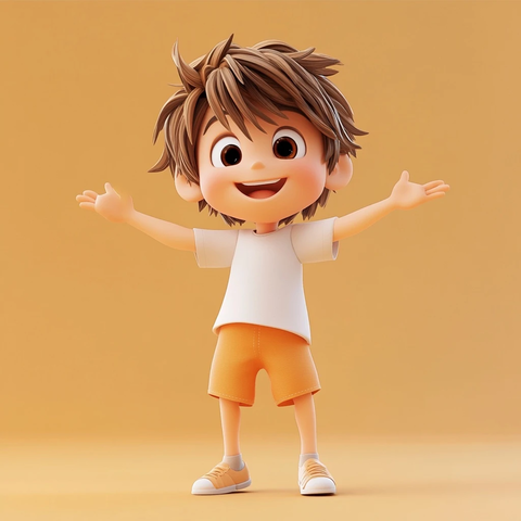 男孩跳舞短裤棕发前视图