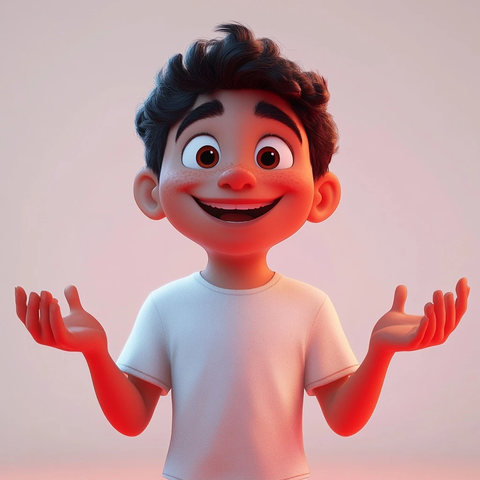 年轻男孩手持模型