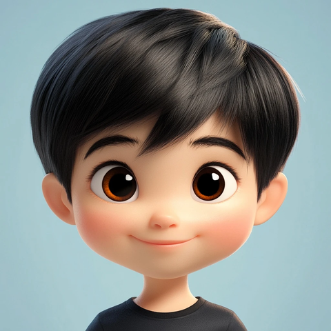 聪明机灵男孩凯的卡通肖像