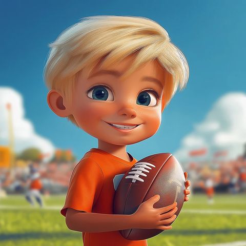 小男孩穿球衣抱足球