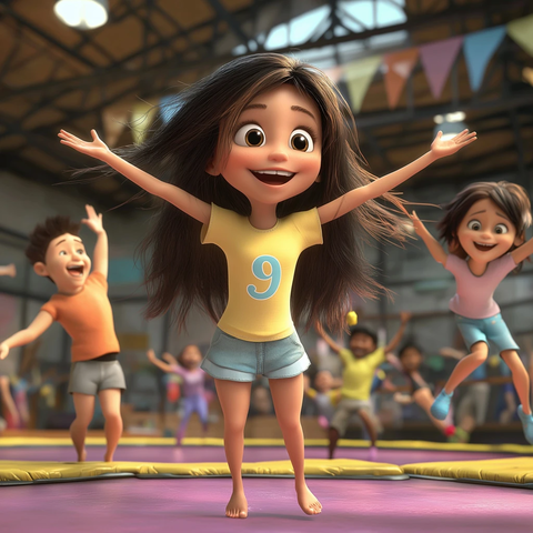 女孩生日派对跳跳床邀请