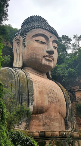 户外巨型大佛雕像特写