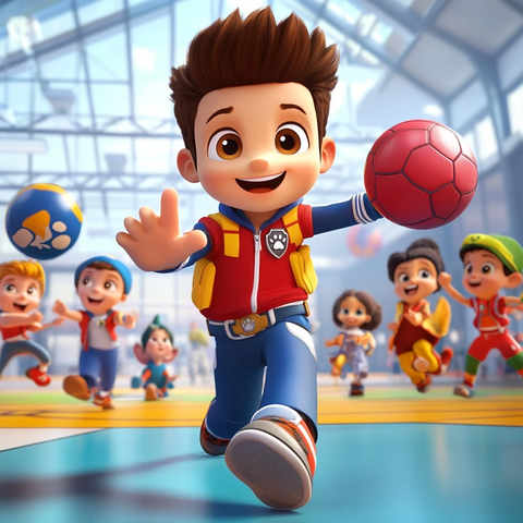 小朋友们和玩躲避球