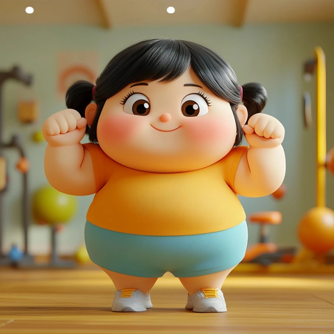 健身女孩卡通场景