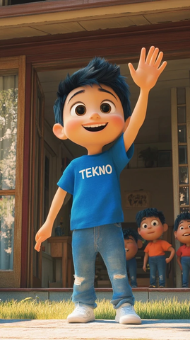 男孩穿衫与友人道别