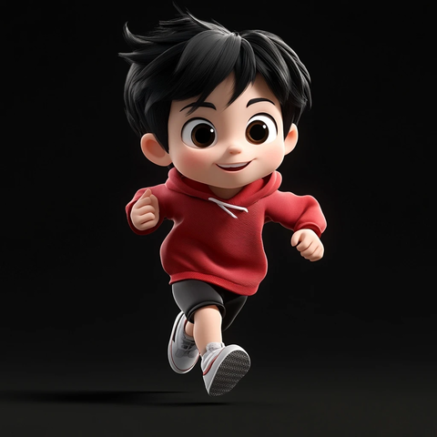 小男孩跑步运动装三维模型