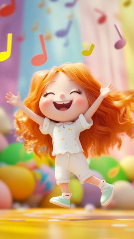 公园里跳舞的卡通人物