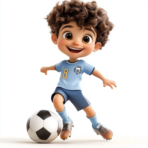 足球男孩足球场动画形象