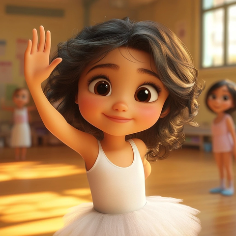 幼儿园女孩挥手告别