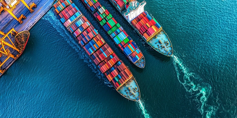 货船与繁忙港口场景