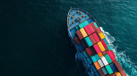 海运货轮与彩色集装箱