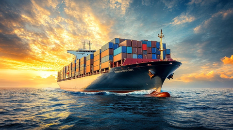 货船航行深蓝海洋