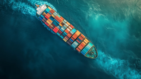 货物运输船全景俯视图