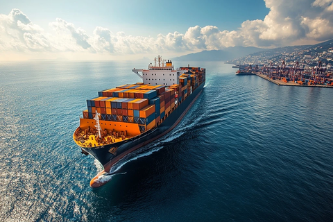 货船运输集装箱海上航行