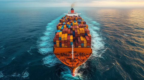 橙色货船满载集装箱