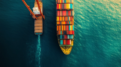 货船港口集装箱堆放场景