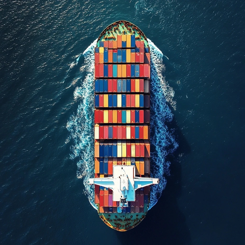 集装箱船模型顶部视角