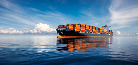 现代货船平静海面