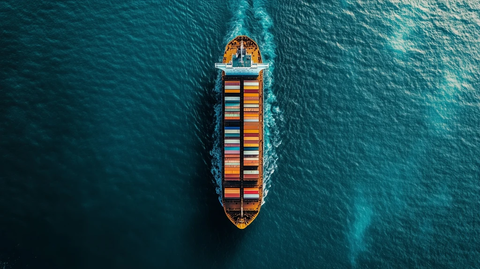 远洋中的小型货船