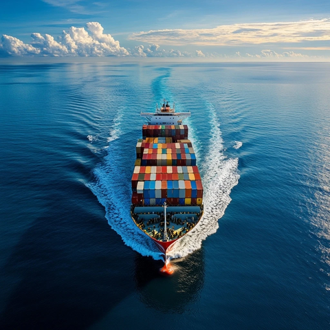 大型货轮航行海洋