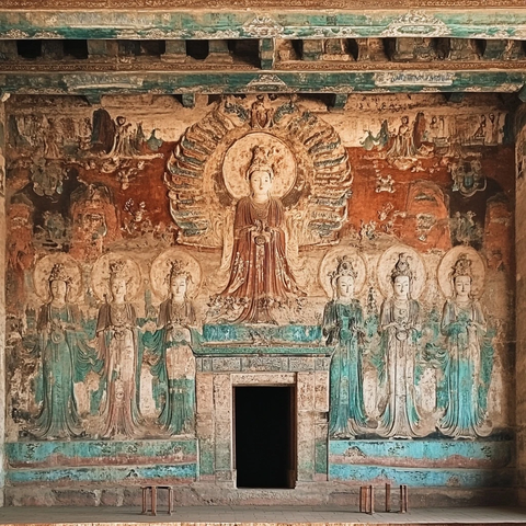 古老石壁上的精美佛像雕刻