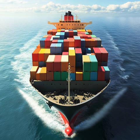 满载货柜的货轮航行图