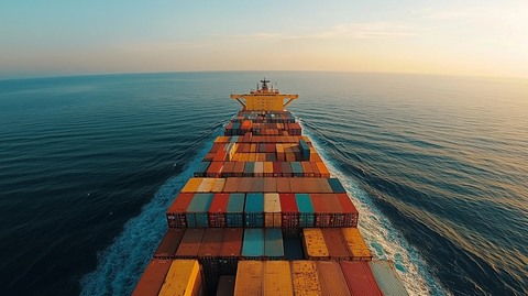 大型货轮海上航行实景