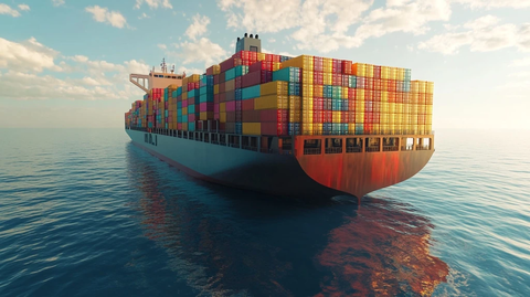 海上巨轮载满集装箱