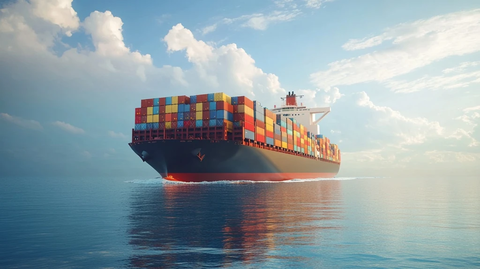 巨型货轮航行平静海面