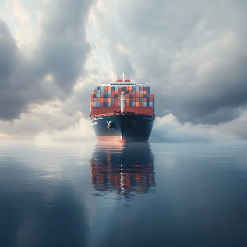 大型货轮航行海洋