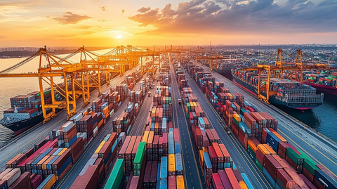 码头起重机装卸货轮