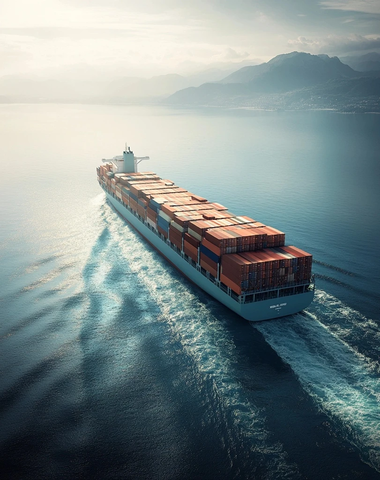 大型货轮航行平静海面