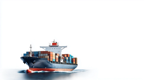 白色背景航行货船