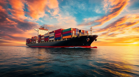 货柜船海洋侧面视角