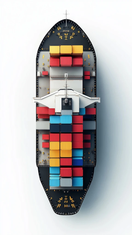 货轮集装箱顶部视角