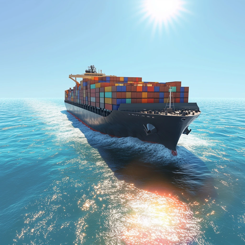 大型货轮集装箱碧海蓝天