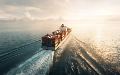 满载集装箱的海上船只