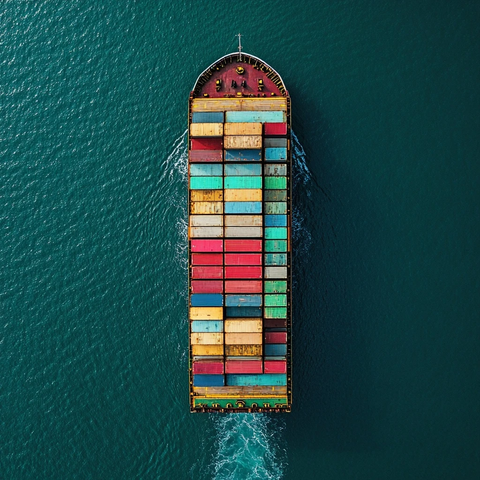 海上货运船只装载集装箱