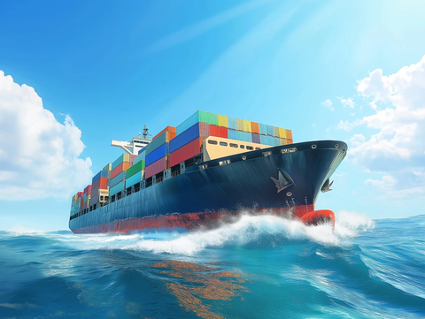 满载货柜的远洋货轮