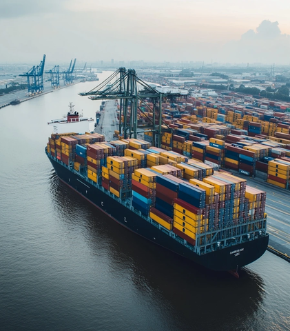 码头船只集装箱机场远景